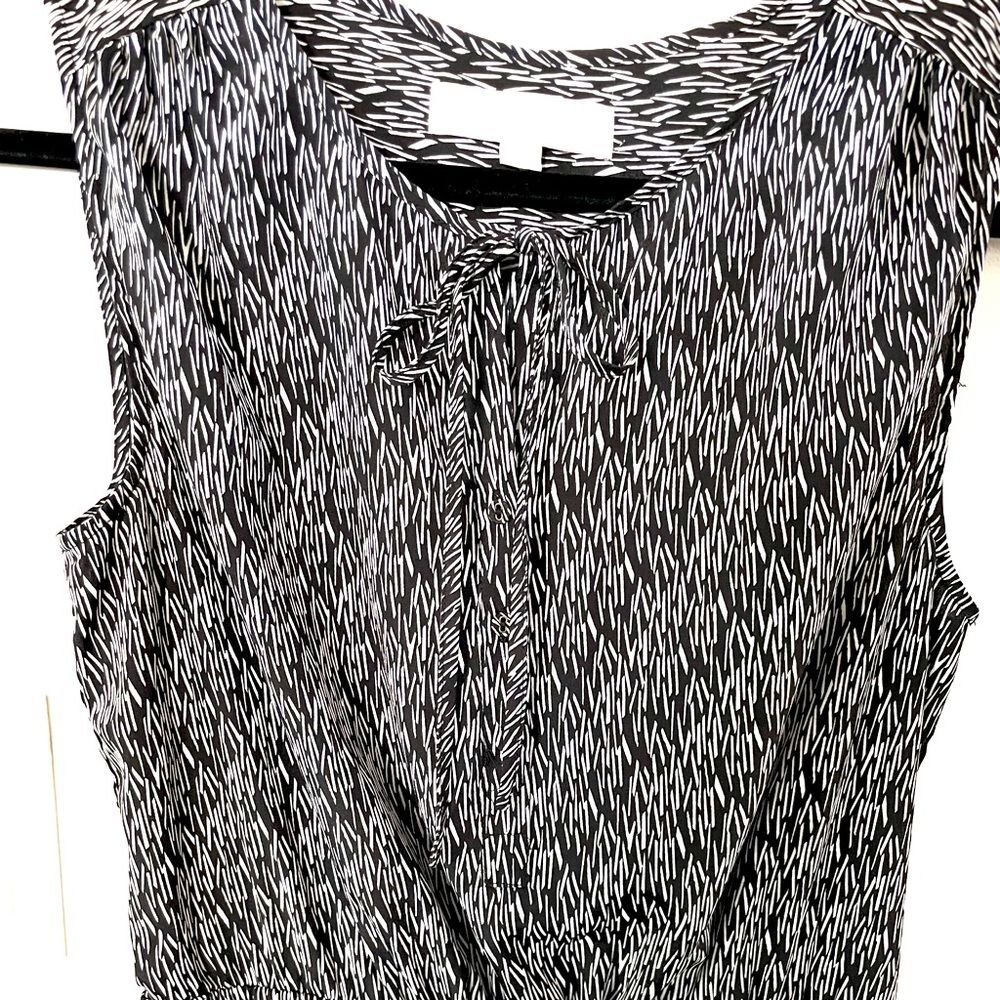 Loft Black White Pattern Cinched Waist Dress Size S - Picture 8 of 8